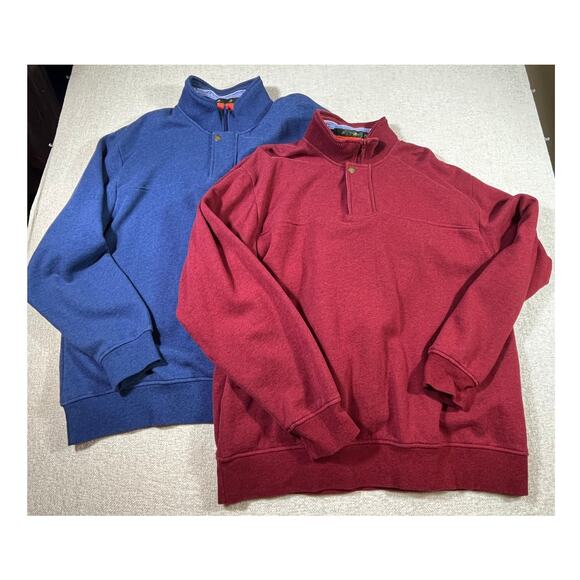 Orvis Men's XL ¼ Zip Signature Long Sleeve Sweatshirt Pullover Lot of 2 Blue/Red - Picture 1 of 7